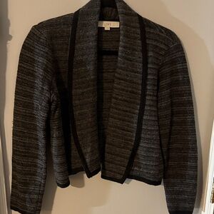 LOFT Charcoal and Black Open Cardigan